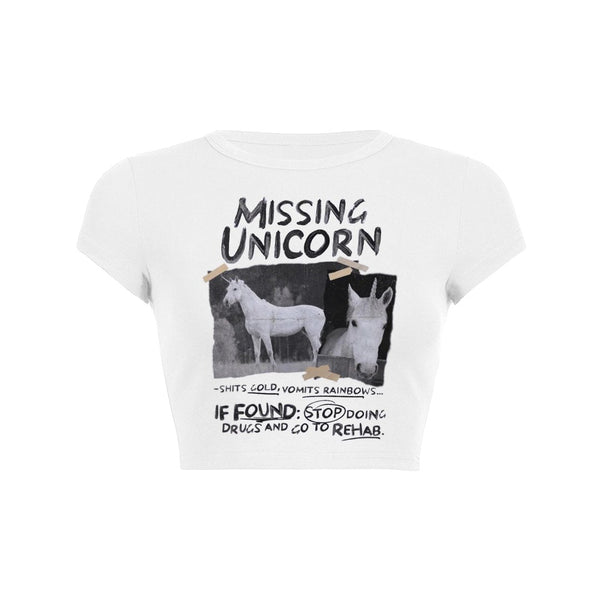 Missing Unicorn Crop Top Baby Tee