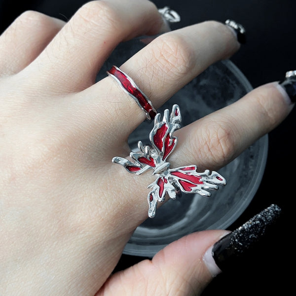 Butterfly decor open contrast ring