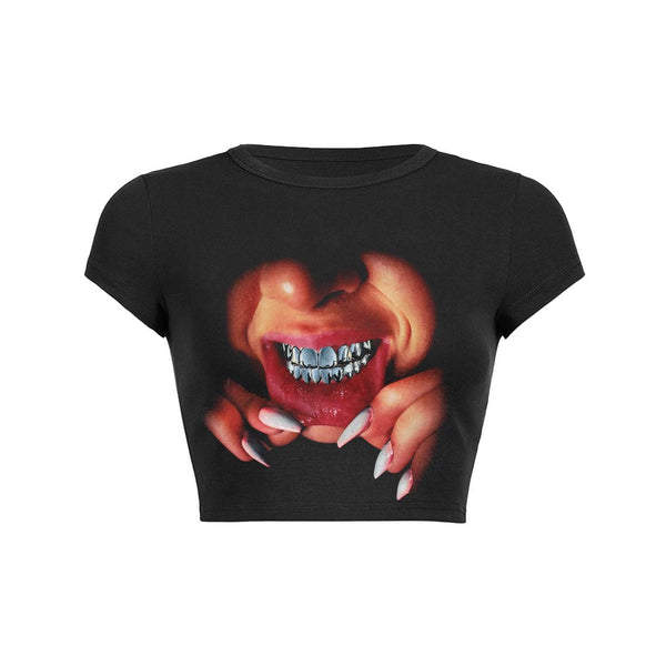 Gothic Bite Crop Top Baby Tee