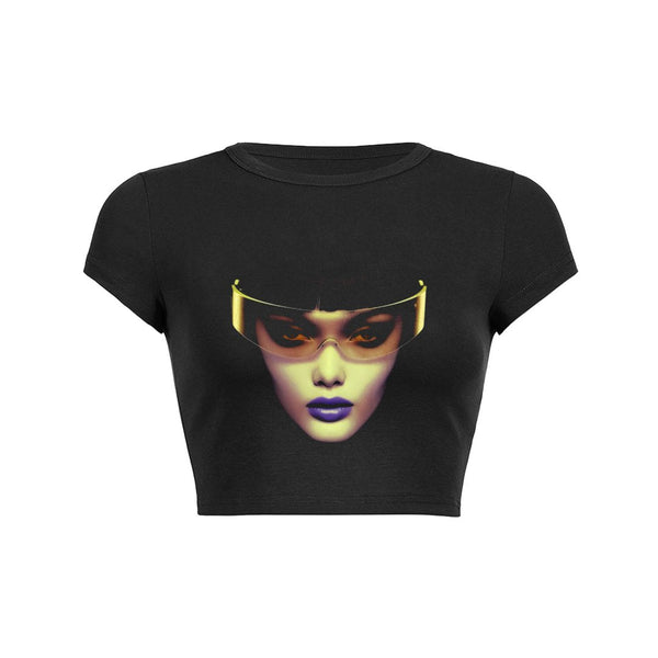 Cyber Vision Crop Top Baby Tee