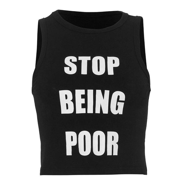 Crewneck contrast letter print tank top