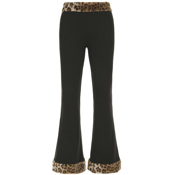 Leopard print fluffy low rise pant