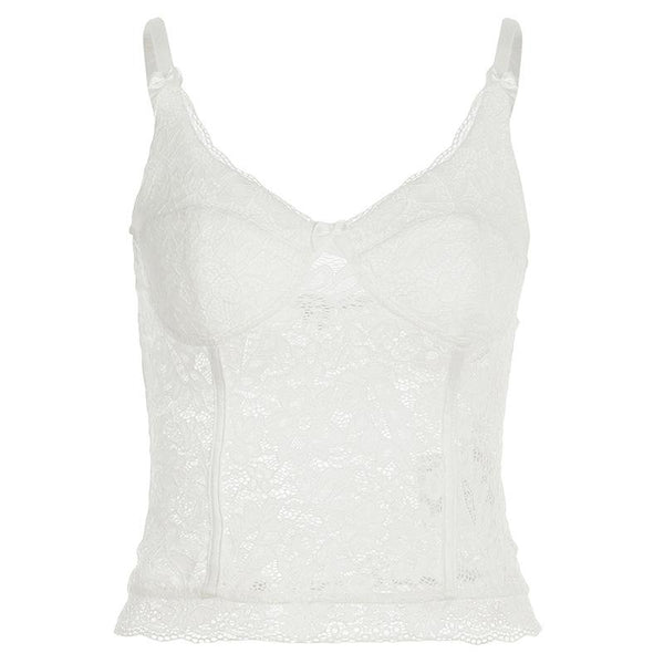 V neck lace bowknot cami top