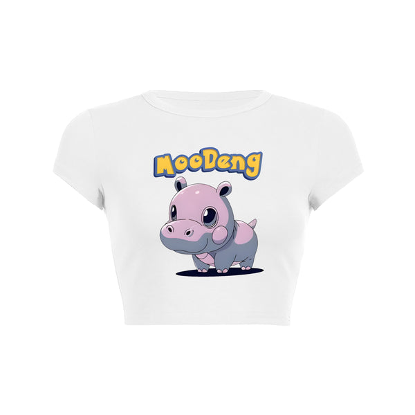 Adorable Hippo Moo Deng Crop Top Baby Tee