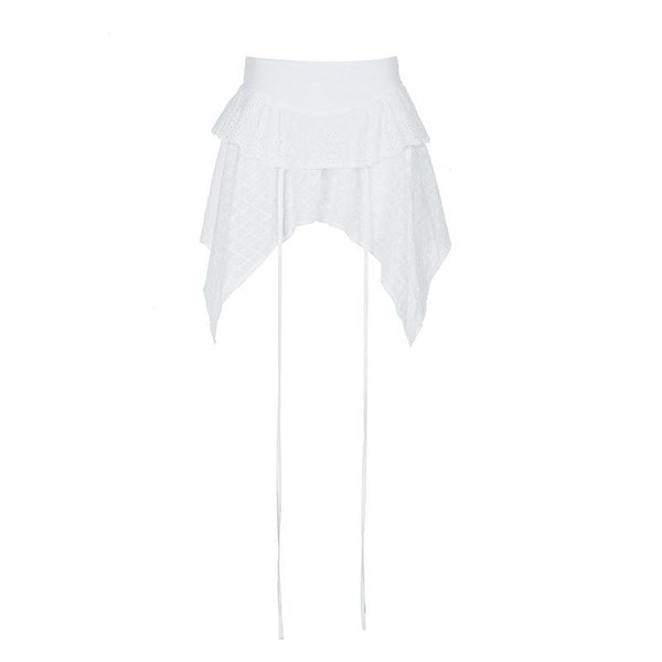 Irregular zip-up A line mini skirt