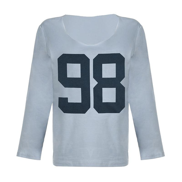 Long sleeve crewneck "98" print top