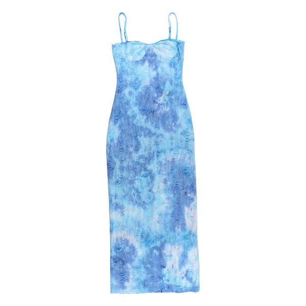 Tie dye backless cami midi dress