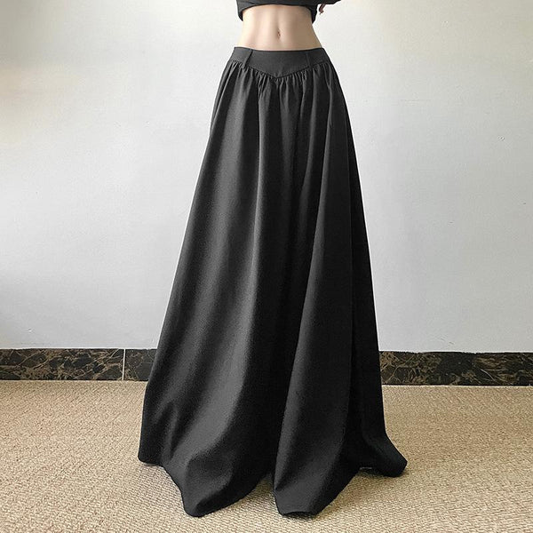 Ruched zip-up solid maxi skirt