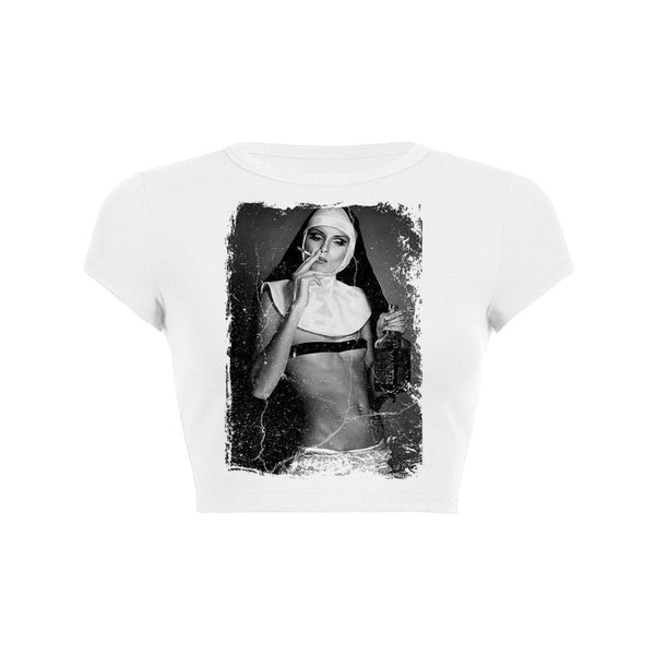 Rebel Nun Crop Top Baby Tee