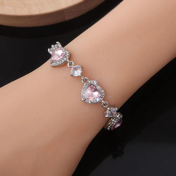 Pulsera ajustable con strass rosa