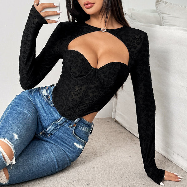 Sweetheart neck bustier hollow out top