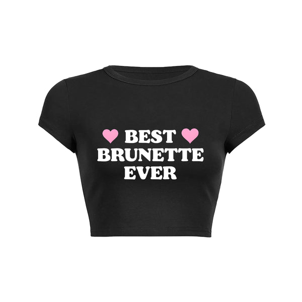 Brunette Pride Cute Heart Crop Top Baby Tee