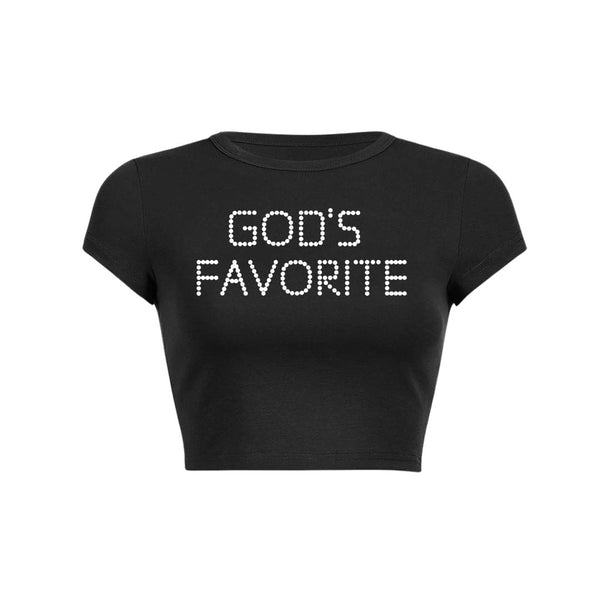 Gods Favorite Y2K Baby Tee Crop Top