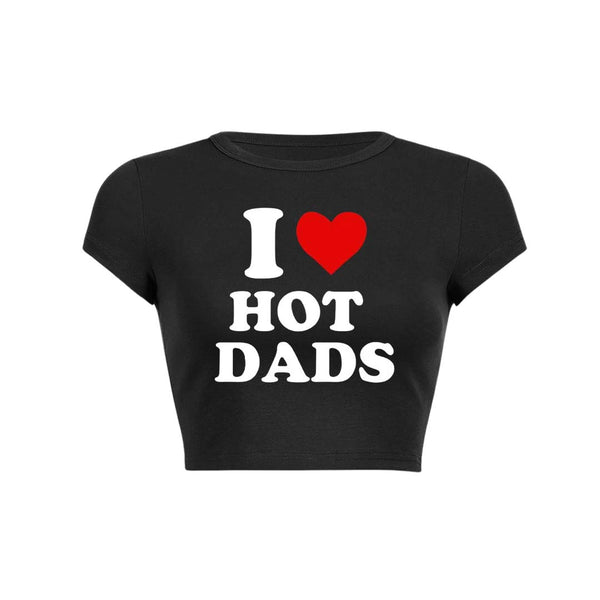 I Love Hot Dads Y2K ベビー T シャツ クロップトップ