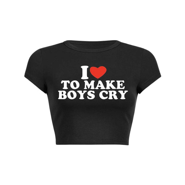 Love To Make Boys Cry Y2K Baby Tee Crop Top