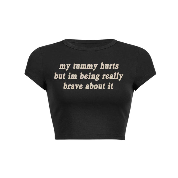 Im Being Really Brave About It Y2K Baby Tee Crop Top