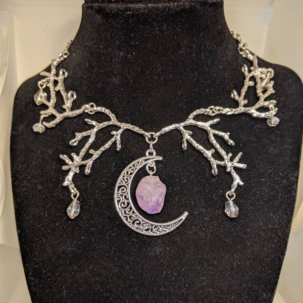 Moon stone pendant chain necklace