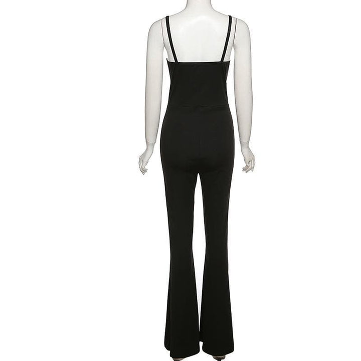 Sleeveless mesh flared jumpsuit - Halibuy