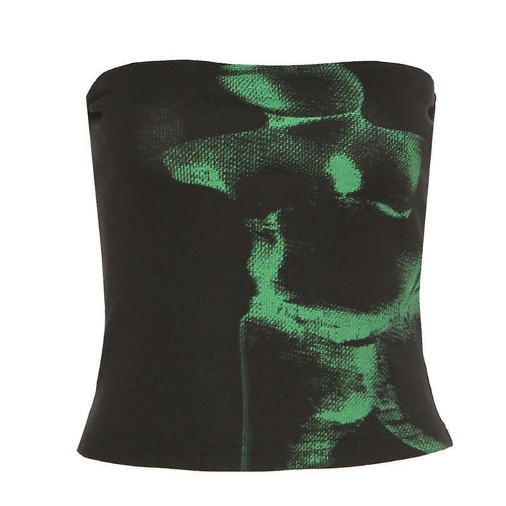 Ribbed print tube top - Halibuy