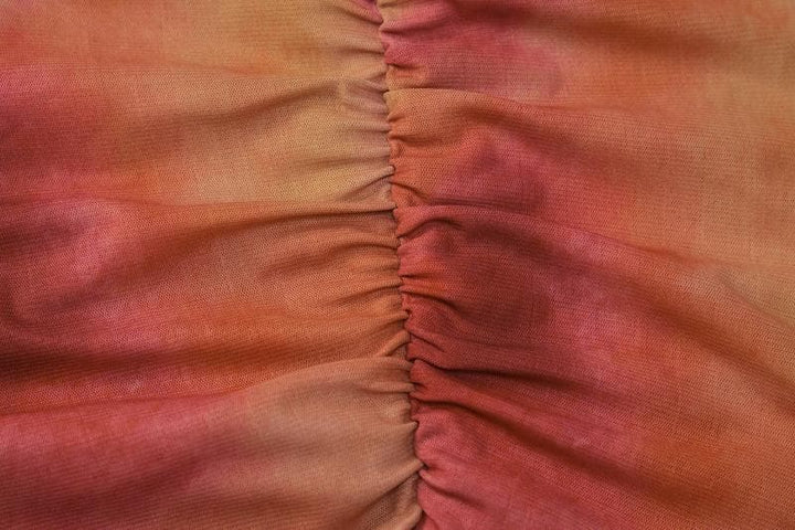 Ruffled sheer mesh print short sleeve skirt set - Halibuy