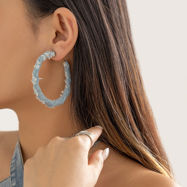 Denim o ring earrings