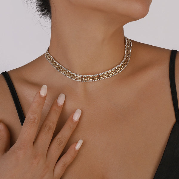 Rhinestone choker necklace