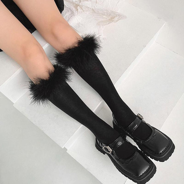 Feather solid knee high socks