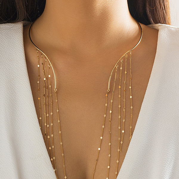 Solid tassels open necklace