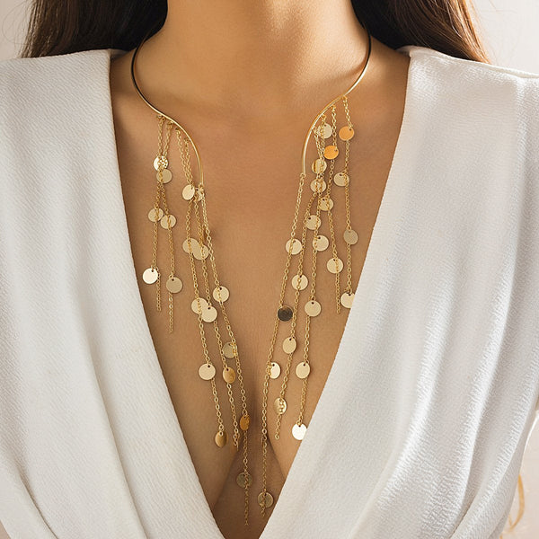 Glitter tassels open necklace
