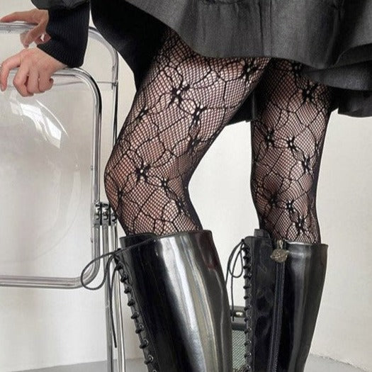 Fishnet hollow out flowers pattern tights